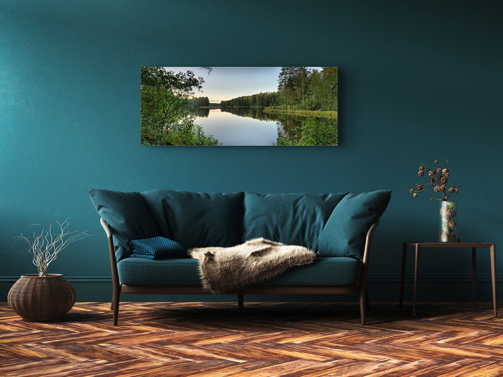 Glass Print Wall Art – Available in 5 different sizes – Nature Series 01A: Quiet lake in the evening twilight