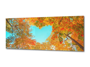 Glass Print Wall Art – Available in 5 different sizes – Nature Series 01A: Yellow leaves in October season