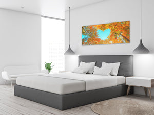 Glass Print Wall Art – Available in 5 different sizes – Nature Series 01A: Yellow leaves in October season