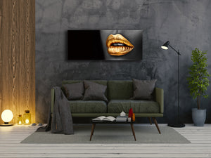 Wall Art Glass Print Canvas Picture – Available in 5 different sizes – Miscellanous Series 05: Golden lips