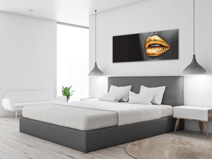 Wall Art Glass Print Canvas Picture – Available in 5 different sizes – Miscellanous Series 05: Golden lips