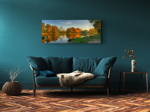 Graphic Art Print on Glass – Available in 5 different sizes – Nature Series 01B: Autumn by the lakeshore