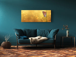 Wall Art Glass Print Picture – Available in 5 different sizes – Animals Series 02: Butterfly on the golden background