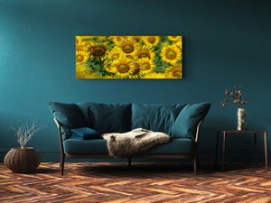 Glass Wall Art  – Available in 5 different sizes – Flowers and leaves Series 03: Sunflowers