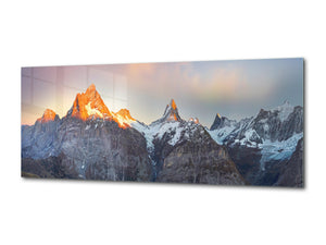 Modern Glass Picture – Available in 5 different sizes – Nature Series 01C: Perpetual winter in the Alps
