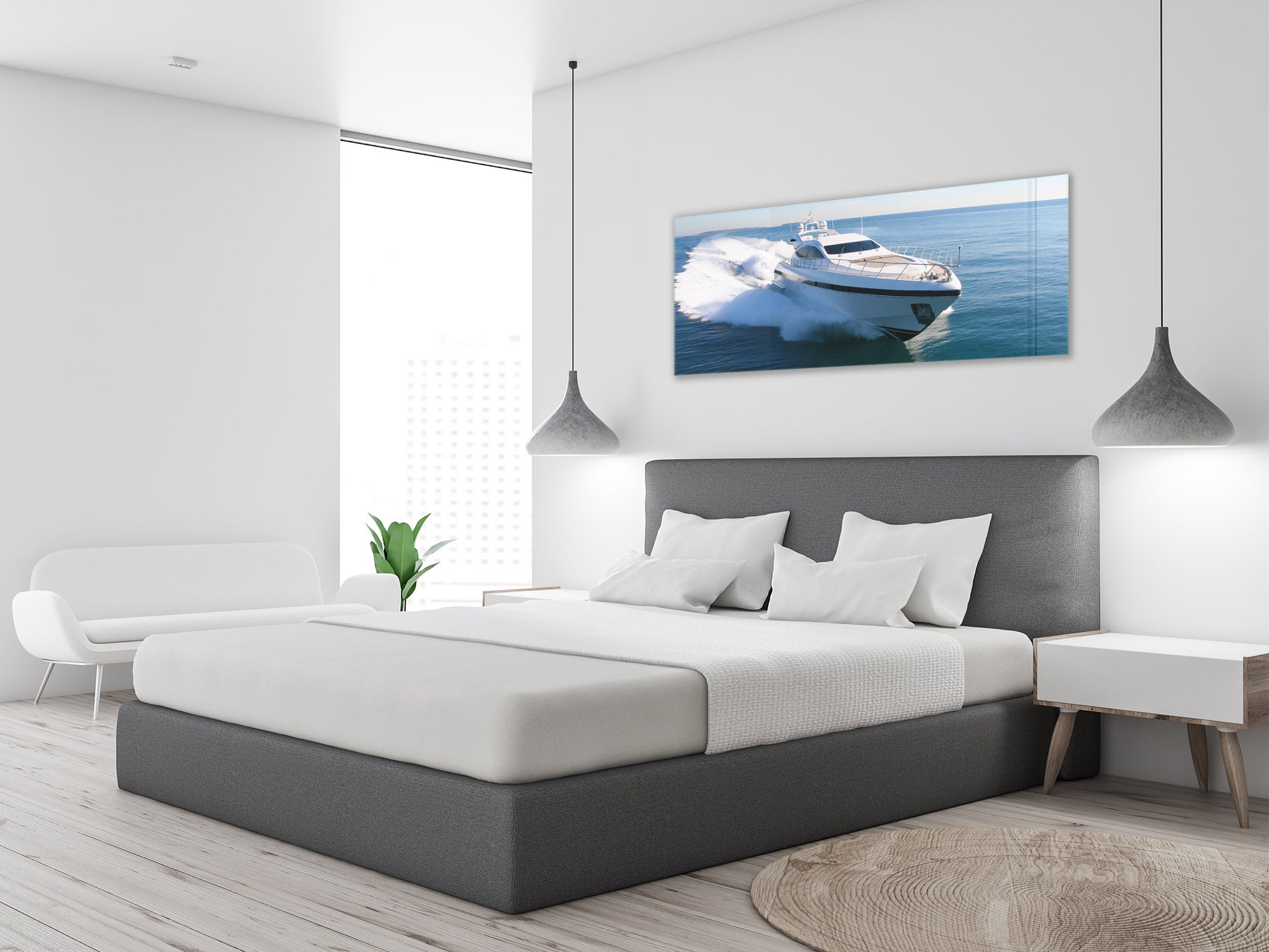 Glass Print Wall Art – Image on Glass 125 x 50 cm (? 50” x 20”) ; Boat 2