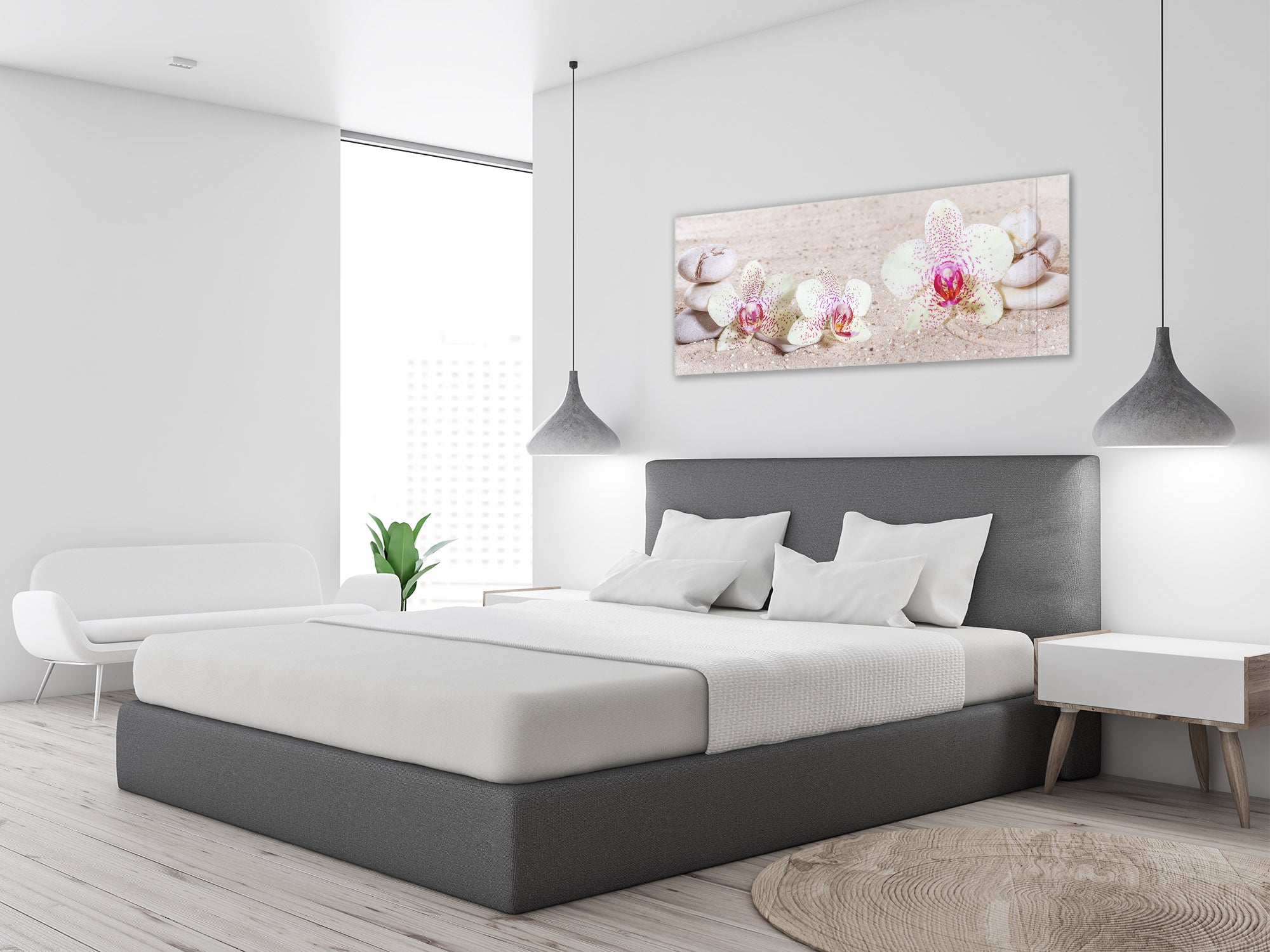 Wall Art Glass Print Picture 125 x 50 cm (? 50” x 20”) ; Flowers 17