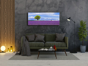 Graphic Art Print on Glass – Available in 5 different sizes – Nature Series 01B: Lavender field