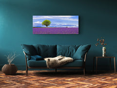 Graphic Art Print on Glass – Available in 5 different sizes – Nature Series 01B: Lavender field