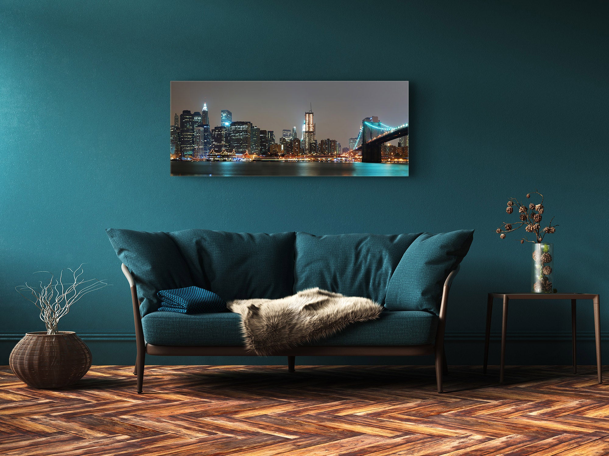 Glasdruck-Wandkunst – Bild auf Glas 125 x 50 cm (≈ 50” x 20”); Stadt 36