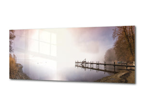 Modern Glass Picture – Available in 5 different sizes – Nature Series 01C: Foggy lake