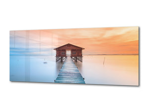 Glass Picture Wall Art  – Available in 5 different sizes – Nature Series 01D: Seaside on a fine morning in Nagalang, Labuan