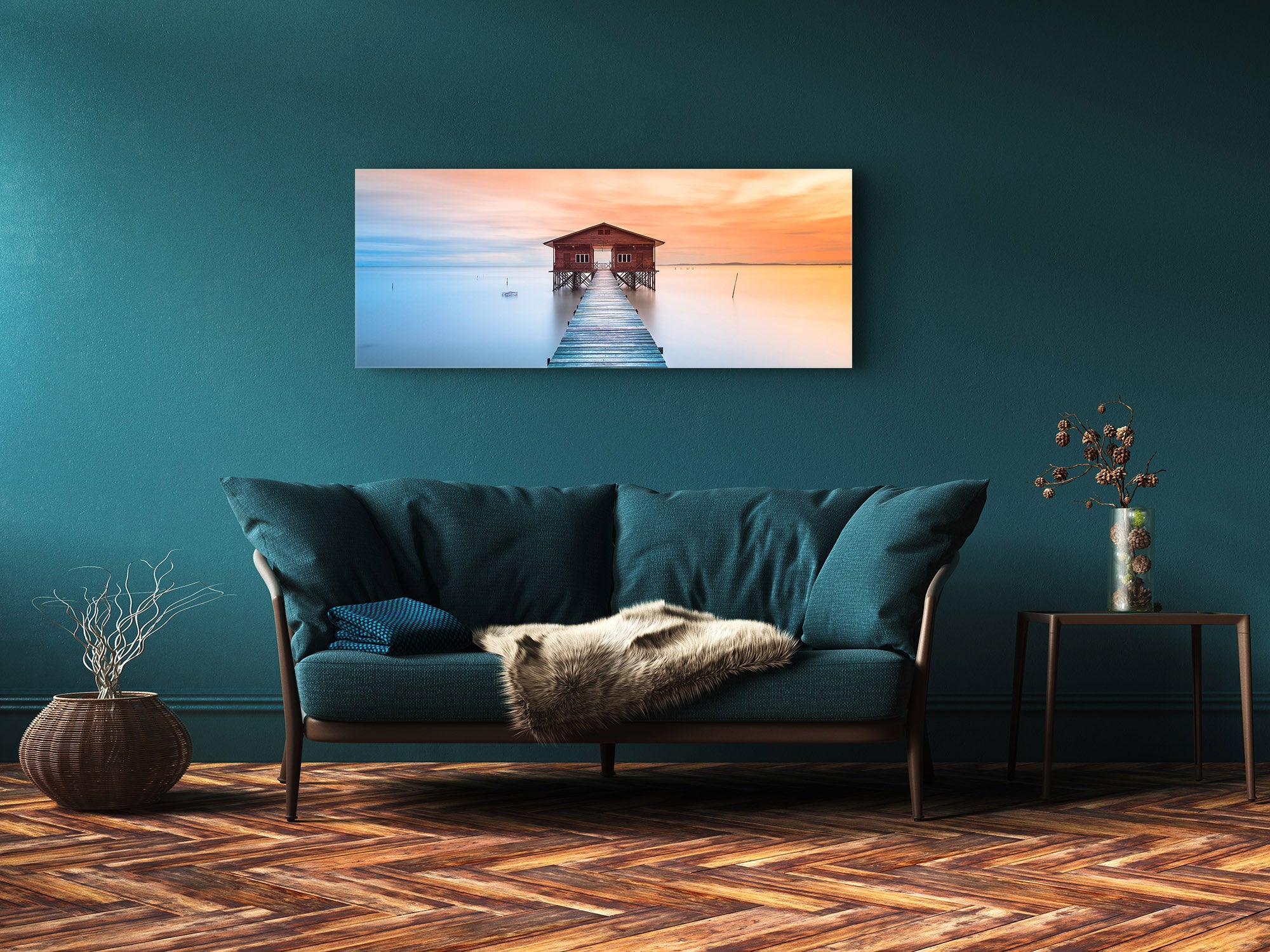 Glasbild-Wandkunst – Erhältlich in 5 verschiedenen Größen – Naturserie 01D: Meeresufer an einem schönen Morgen in Nagalang, Labuan