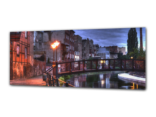 Glass Print Wall Art – Image on Glass 125 x 50 cm (? 50” x 20”) ; City by Night 23