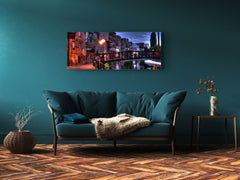Arte mural con impresión en vidrio: imagen sobre vidrio de 125 x 50 cm (≈ 50” x 20”); Ciudad de noche 23