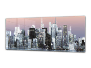 Glass Print Wall Art – Image on Glass 125 x 50 cm (≈ 50” x 20”) ; City 25