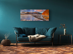 Modern Glass Picture – Available in 5 different sizes – Nature Series 01C – Nature Series 01C: Pier on the mountain lake