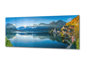 Graphic Art Print on Glass – Available in 5 different sizes – Nature Series 01B: Alps in beautiful morning light