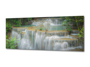 Graphic Art Print on Glass – Available in 5 different size – Nature Series 01B: Waterfall in the deep forest