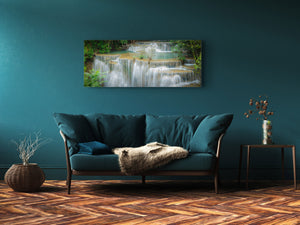 Graphic Art Print on Glass – Available in 5 different size – Nature Series 01B: Waterfall in the deep forest