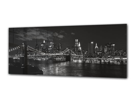 Glass Print Wall Art – Image on Glass 125 x 50 cm (? 50” x 20”) ; City by Night 33
