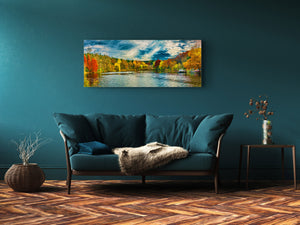 Glass Print Wall Art – Available in 5 different sizes – Nature Series 01A: Autumn colors on lake