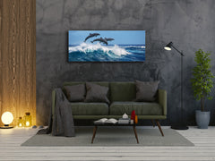Wall Art Glass Print Picture – Available in 5 different sizes – Animals Series 02: Dolphins
