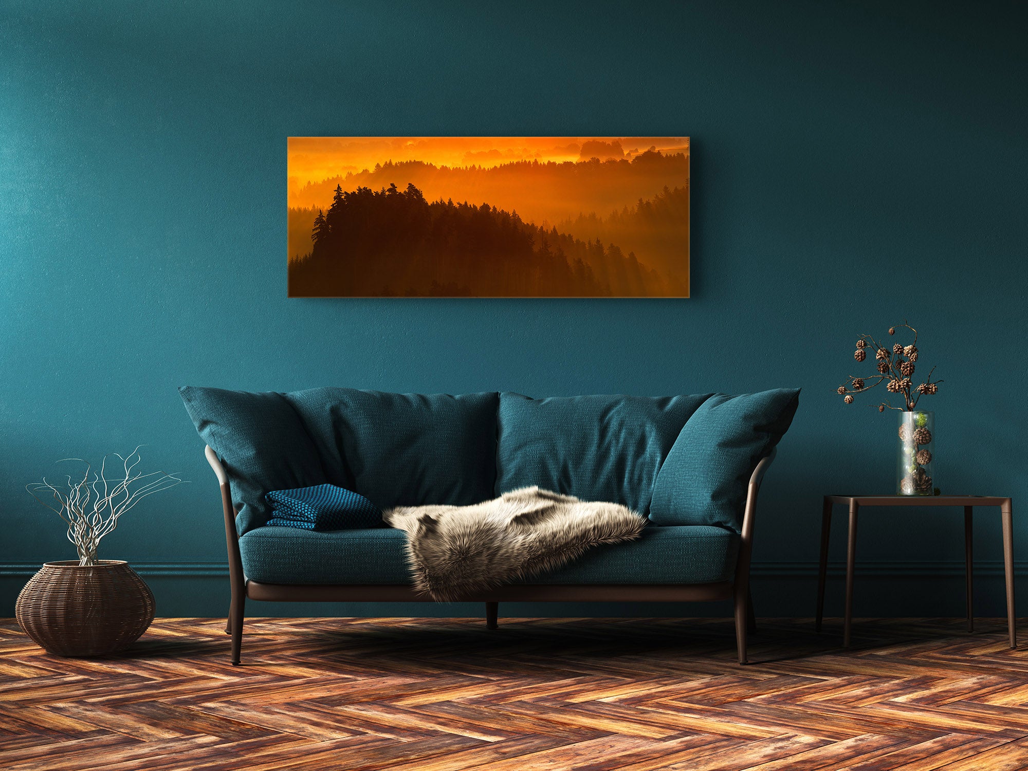 Glasbild Wandbild – Erhältlich in 5 verschiedenen Größen – Naturserie 01D: Kalter, nebliger Morgen