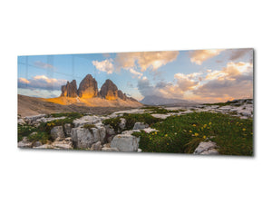Graphic Art Print on Glass – Available in 5 different sizes – Nature Series 01B: The peaks of Dolomites
