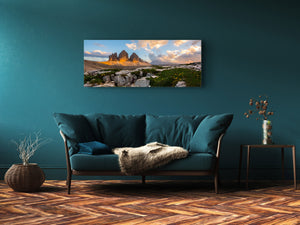 Graphic Art Print on Glass – Available in 5 different sizes – Nature Series 01B: The peaks of Dolomites