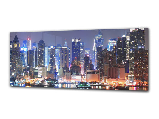 Glass Print Wall Art – Image on Glass 125 x 50 cm (? 50” x 20”) ; City by Night 22