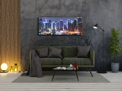 Arte mural con impresión en vidrio: imagen sobre vidrio de 125 x 50 cm (≈ 50” x 20”); Ciudad de noche 22