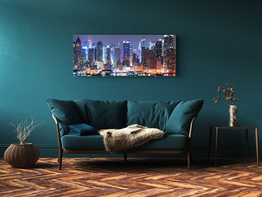 Glass Print Wall Art – Image on Glass 125 x 50 cm (? 50” x 20”) ; City by Night 22