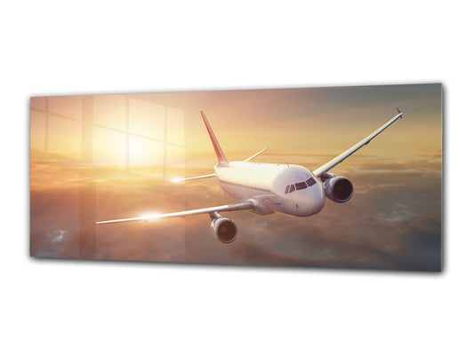 Glass Print Wall Art – Image on Glass 125 x 50 cm (? 50” x 20”) ; Plane