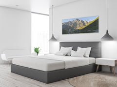 Arte mural con impresión en vidrio: imagen sobre vidrio de 125 x 50 cm (≈ 50” x 20”); Montañas 19
