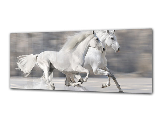 Glass Print Wall Art – Image on Glass 125 x 50 cm (? 50” x 20”) ; Horses 8