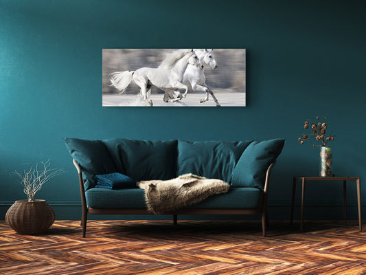 Glass Print Wall Art – Image on Glass 125 x 50 cm (? 50” x 20”) ; Horses 8