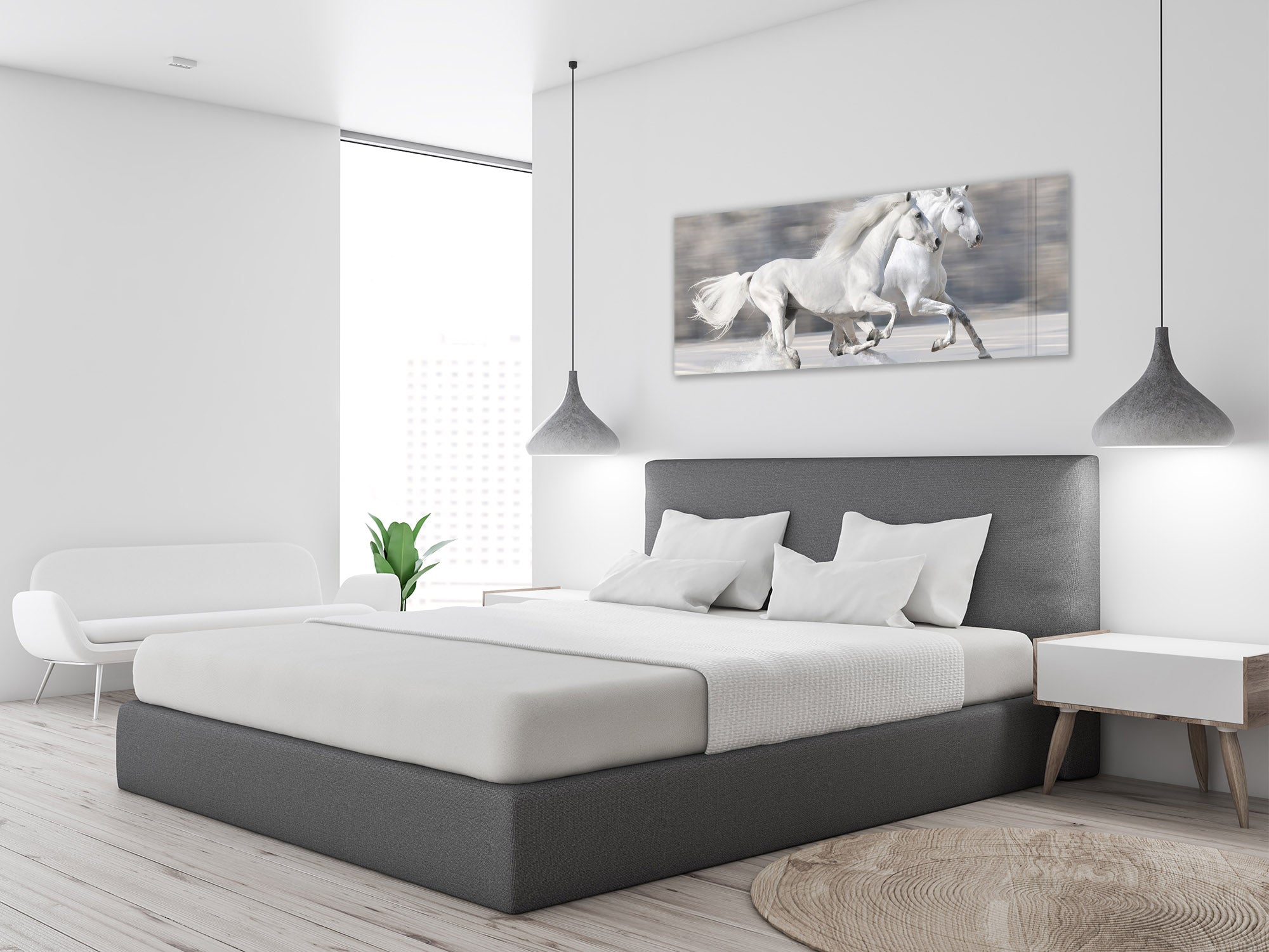 Glass Print Wall Art – Image on Glass 125 x 50 cm (? 50” x 20”) ; Horses 8