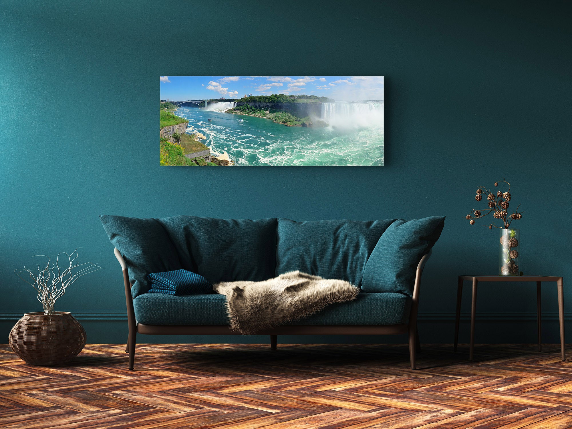Glass Print Wall Art – Image on Glass 125 x 50 cm (? 50” x 20”) ; Waterfall