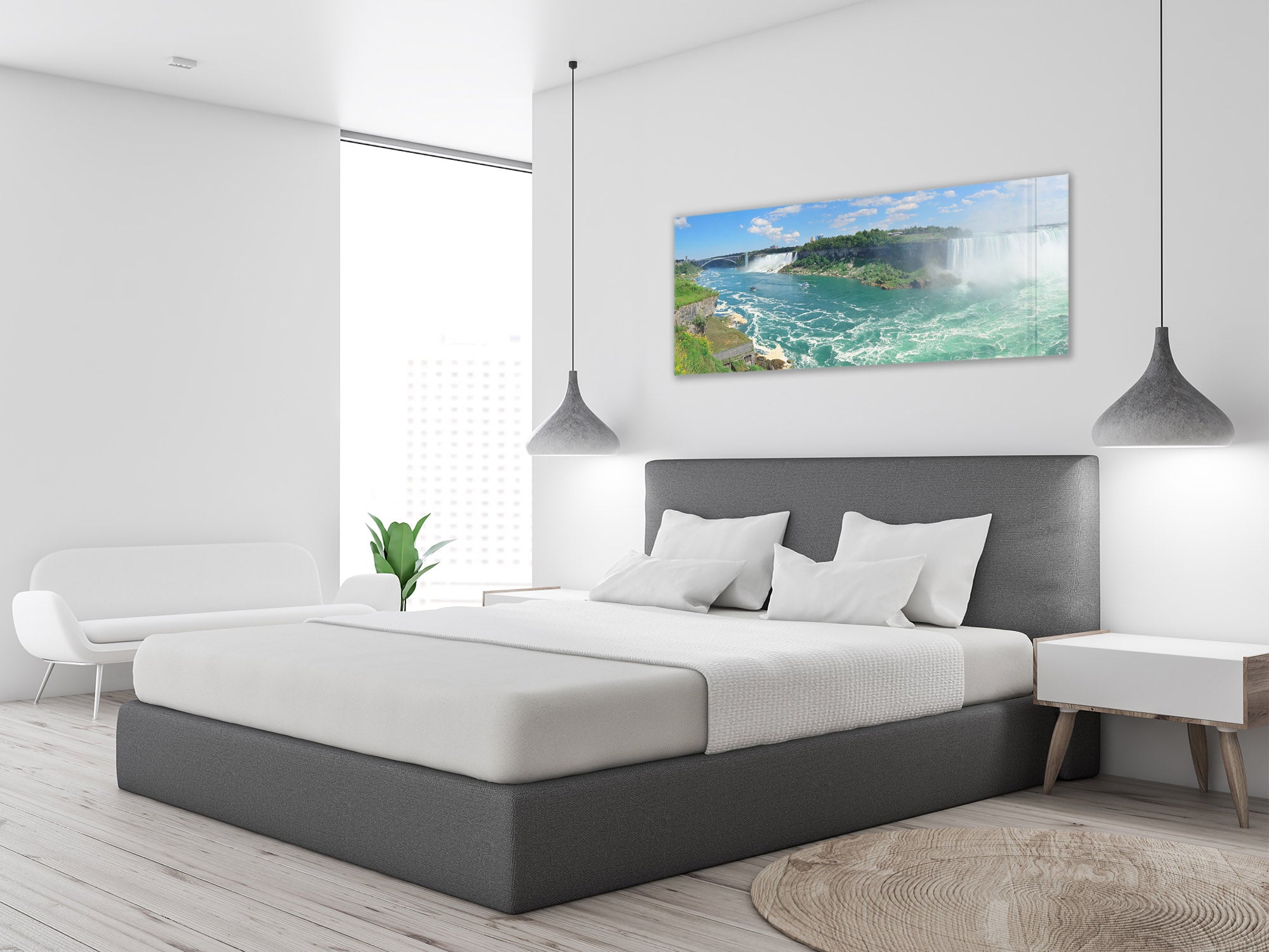 Glass Print Wall Art – Image on Glass 125 x 50 cm (? 50” x 20”) ; Waterfall
