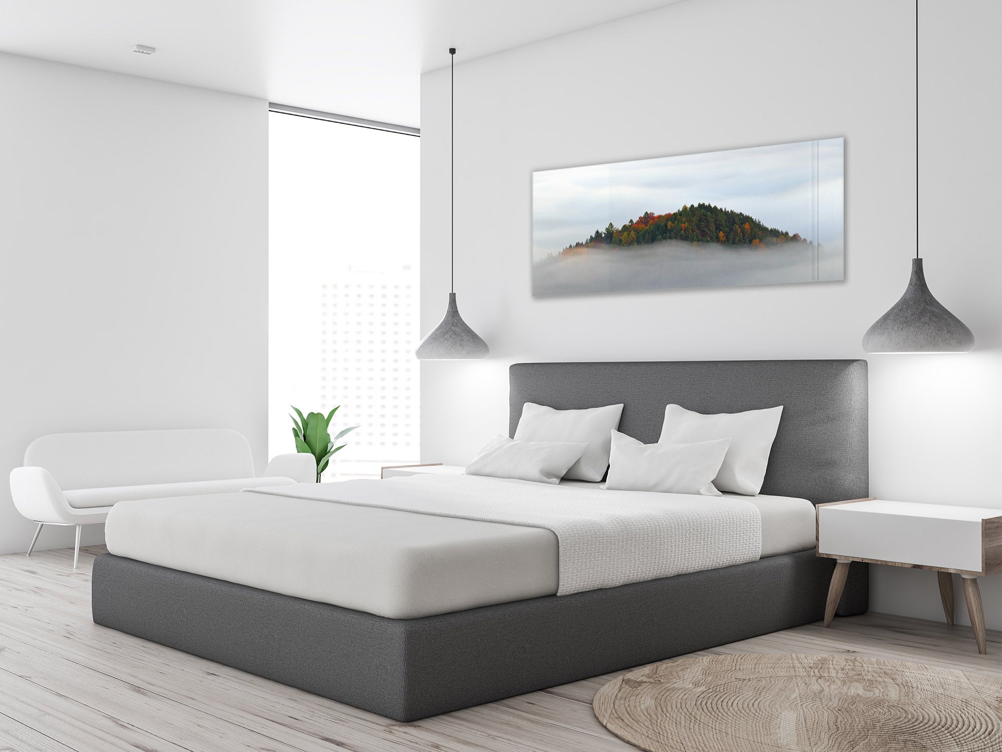 Glass Picture Toughened Wall Art – Available in 5 different sizes – Nature Series 01D: Hill in the foggy clouds