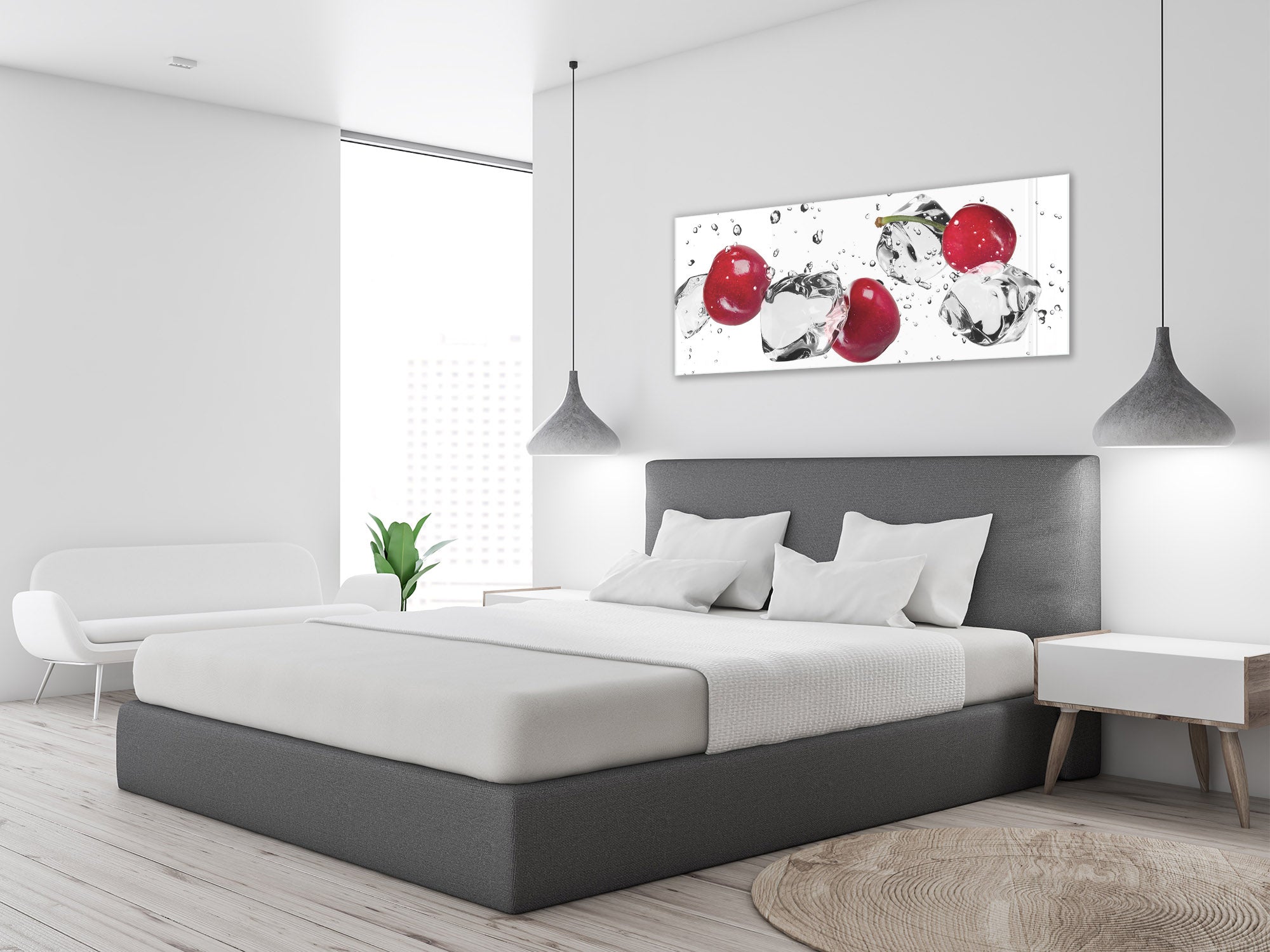 Glass Print Wall Art – Image on Glass 125 x 50 cm (? 50” x 20”) ; Cherries