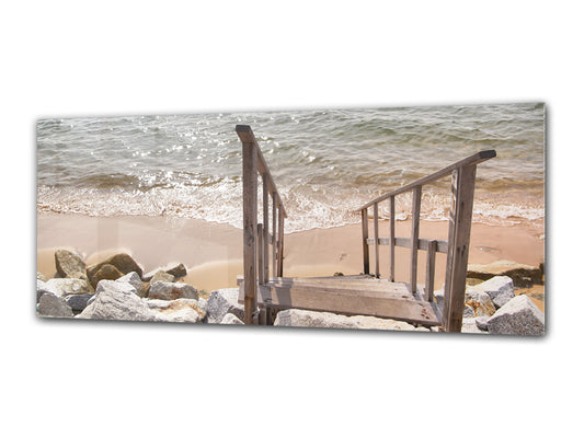 Wall Art Glass Print Picture 125 x 50 cm (? 50” x 20”) ; Beach 9