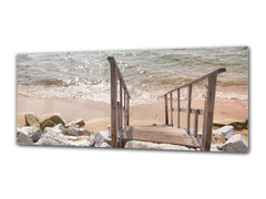Wall Art Glass Print Picture 125 x 50 cm (? 50” x 20”) ; Beach 9