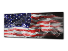Glass Print Wall Art – Image on Glass 125 x 50 cm (? 50” x 20”) ; USA flag