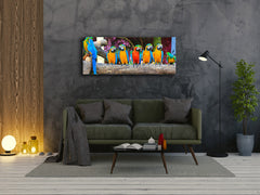 Glass Print Wall Art – Image on Glass 125 x 50 cm (? 50” x 20”) ; Parrots