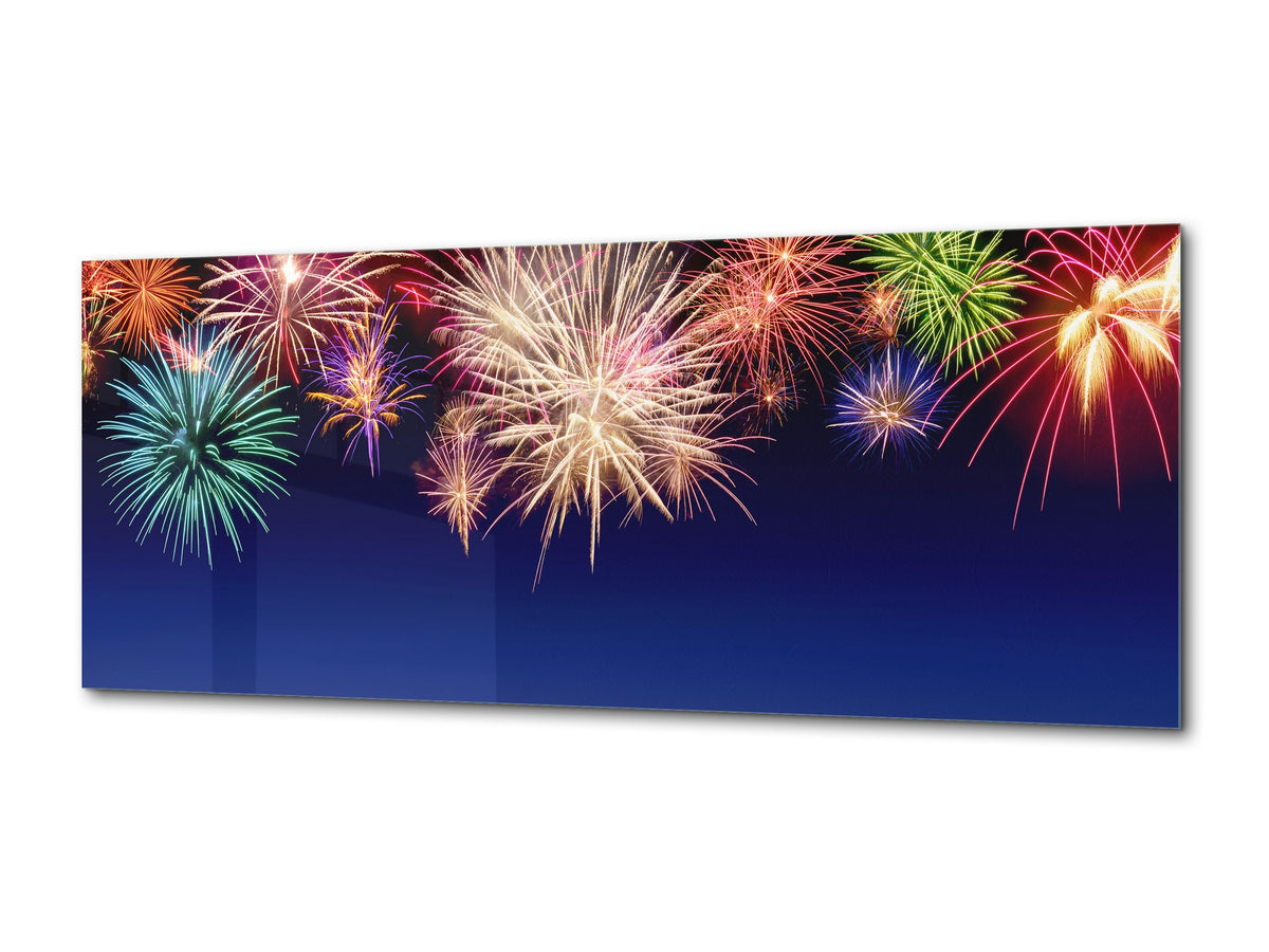 Wall Art Glass Print Canvas Picture – Available in 5 different sizes – Miscellanous Series 05: Multi-colored fireworks
