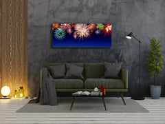 Wall Art Glass Print Canvas Picture – Available in 5 different sizes – Miscellanous Series 05: Multi-colored fireworks