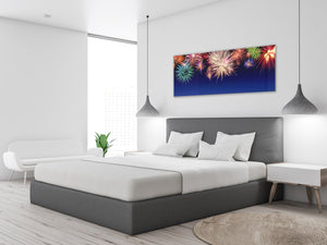 Wall Art Glass Print Canvas Picture – Available in 5 different sizes – Miscellanous Series 05: Multi-colored fireworks