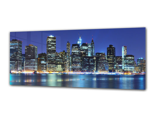 Glass Print Wall Art – Image on Glass 125 x 50 cm (? 50” x 20”) ; City by Night 24